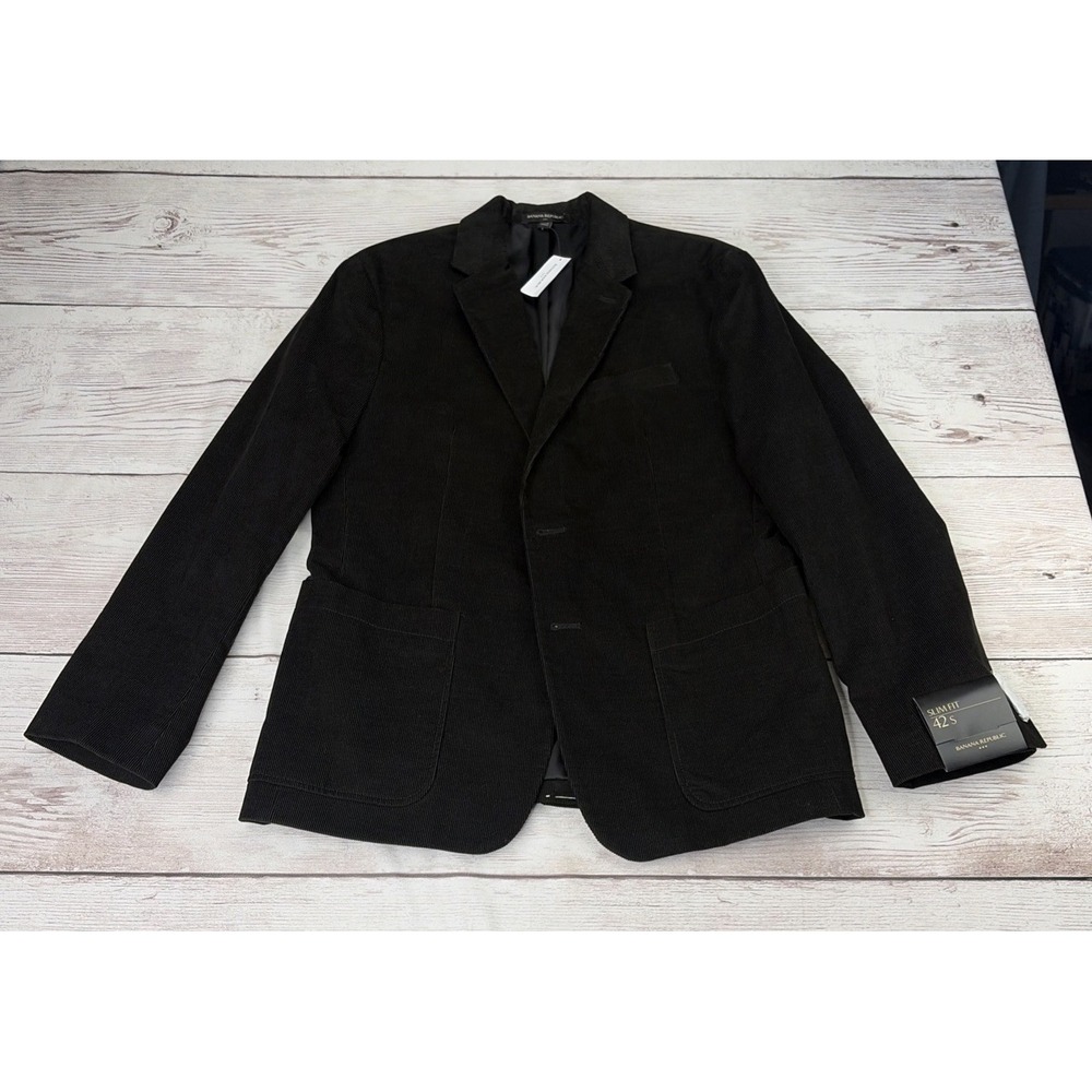 New Banana Republic Men's 42S Slim Fit Black Corduroy Blazer Sport Coat NWT